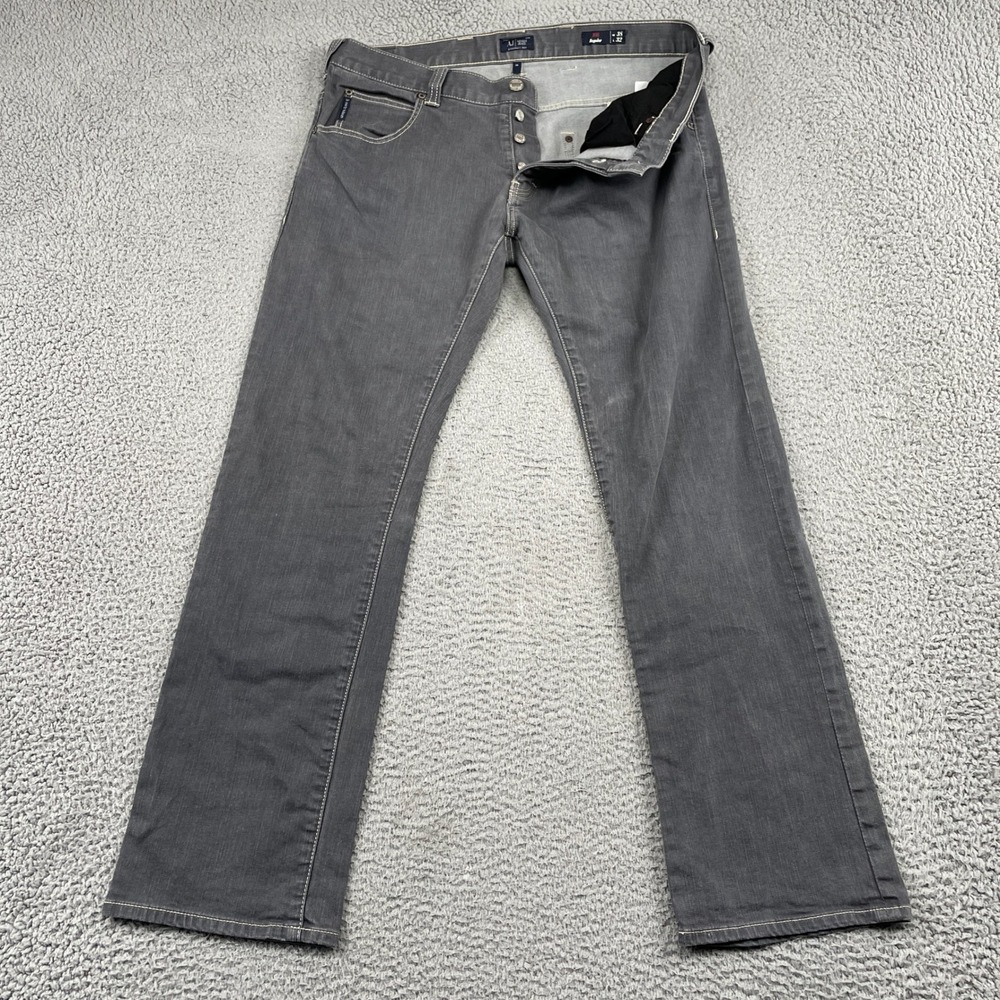 Armani Jeans Jeans Mens 38x32 Gray J08 Regular Straight Leg Stretch Denim